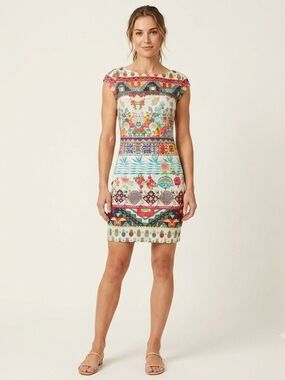 Desigual Multicolor Printed Cap-Sleeve Mini Dress Size Small